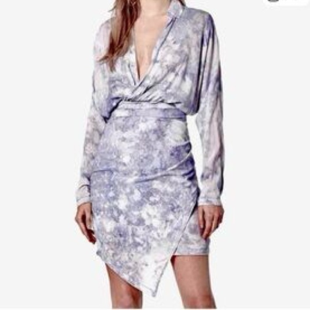 Young Fabulous & Broke Tie-Dye Wrap Dress - Gray